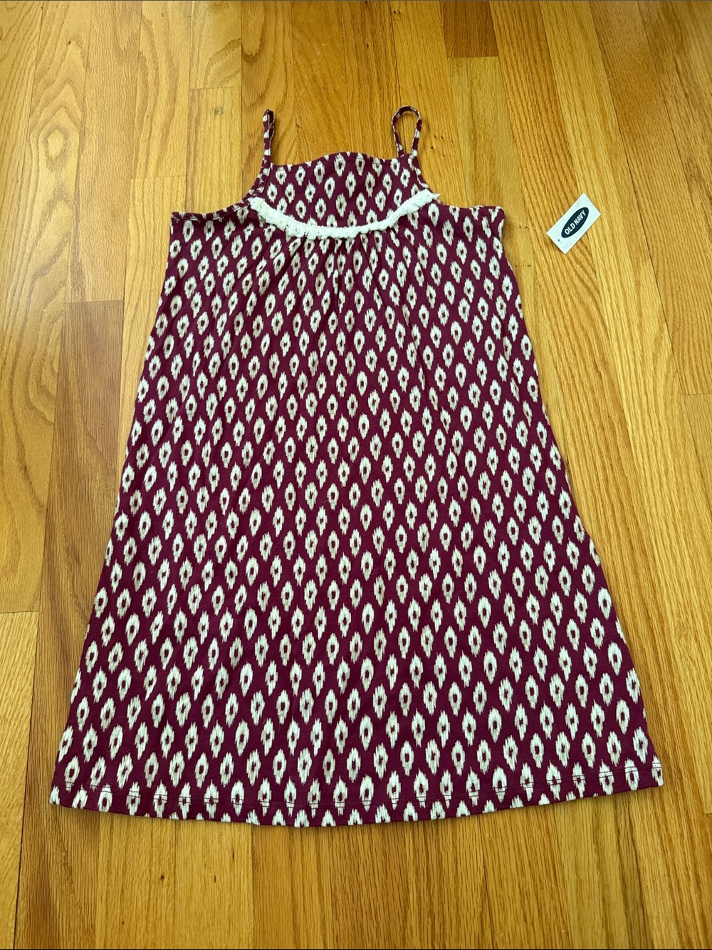 Old Navy Girls Burgundy and White Patterned Sundress